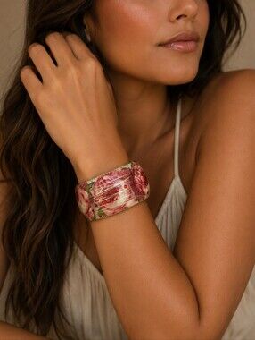 Artisan Iris Design Handmade Israel Rose Garden Floral Bangle Bracelet
